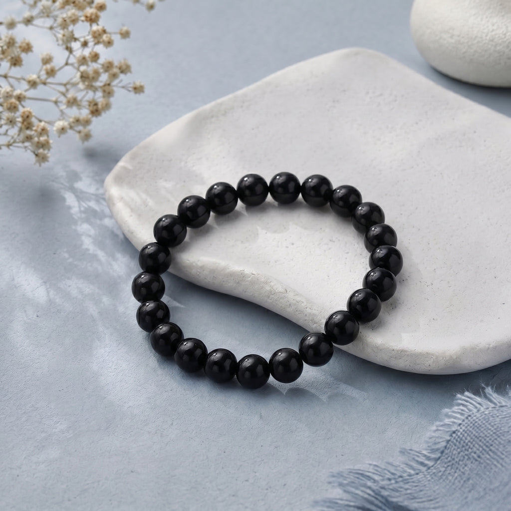 Black beads stretch bracelet