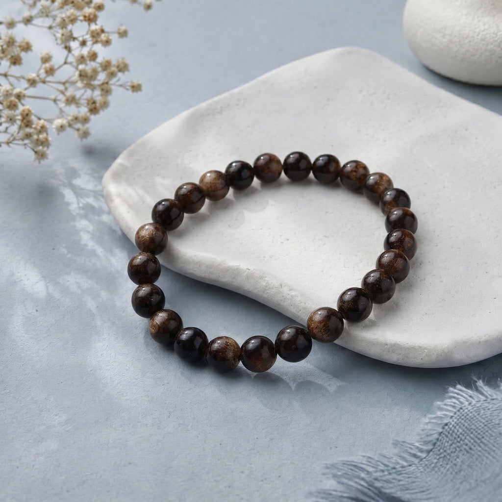 Brown beads stretch bracelet