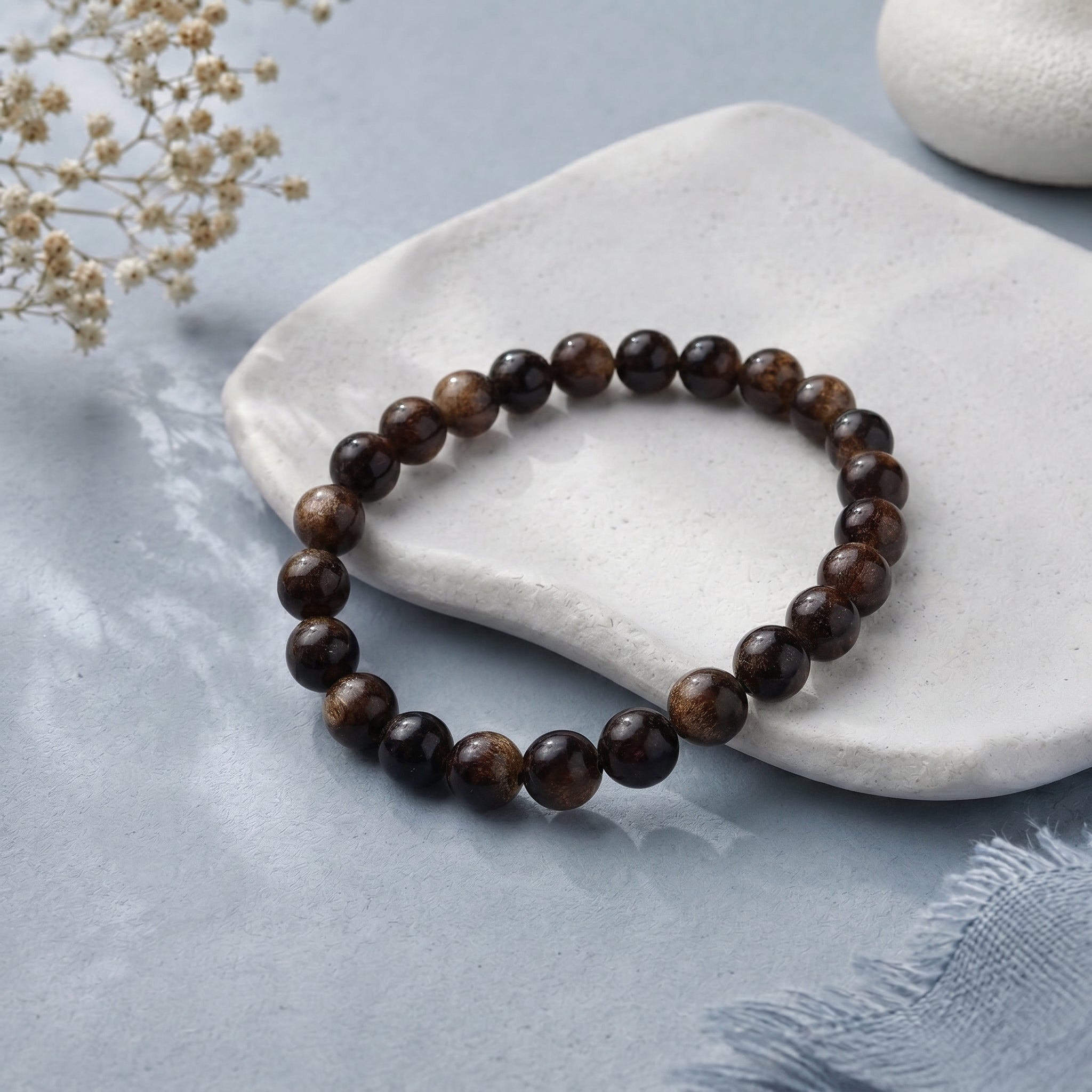 Brown beads stretch bracelet