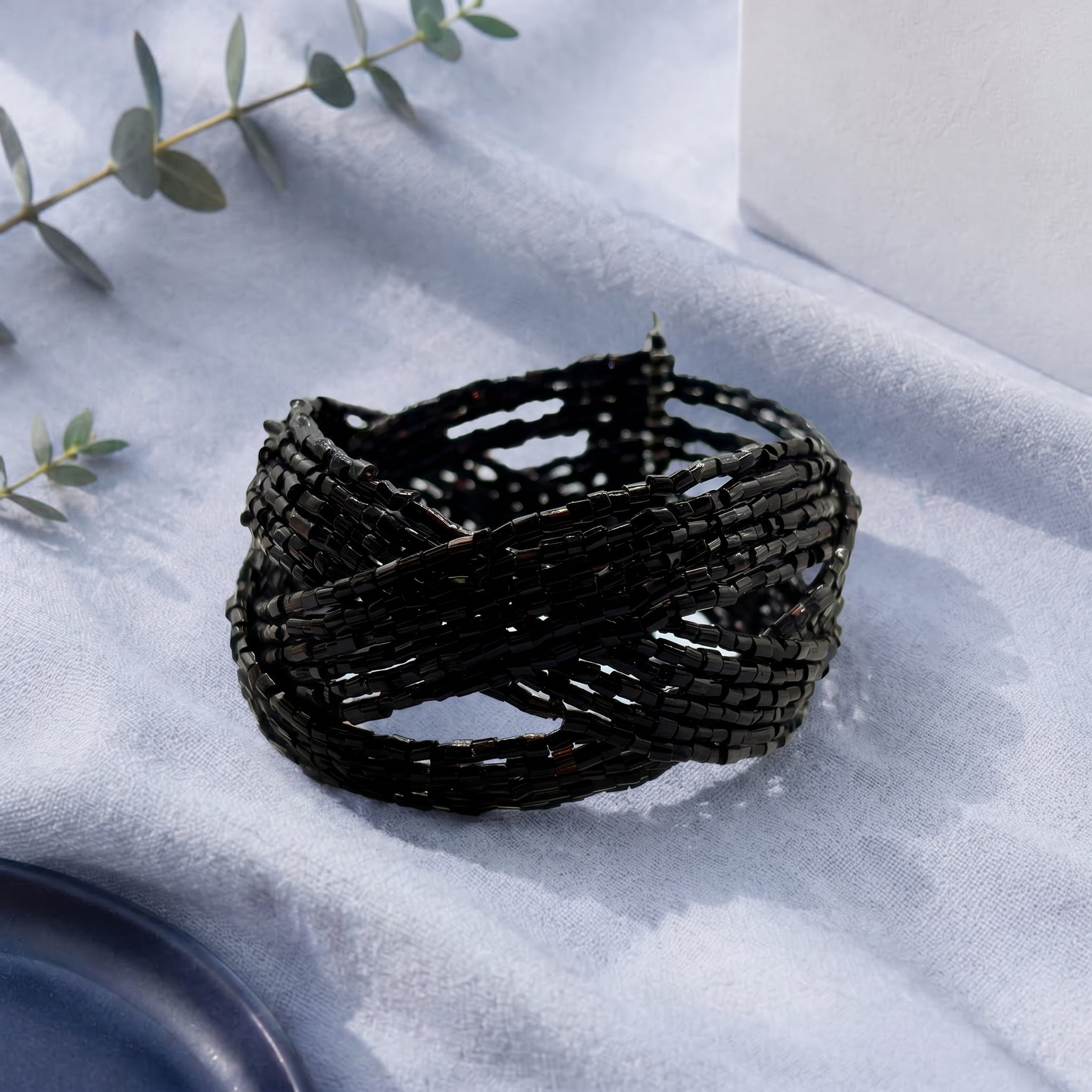 Black pearl studded bracelet