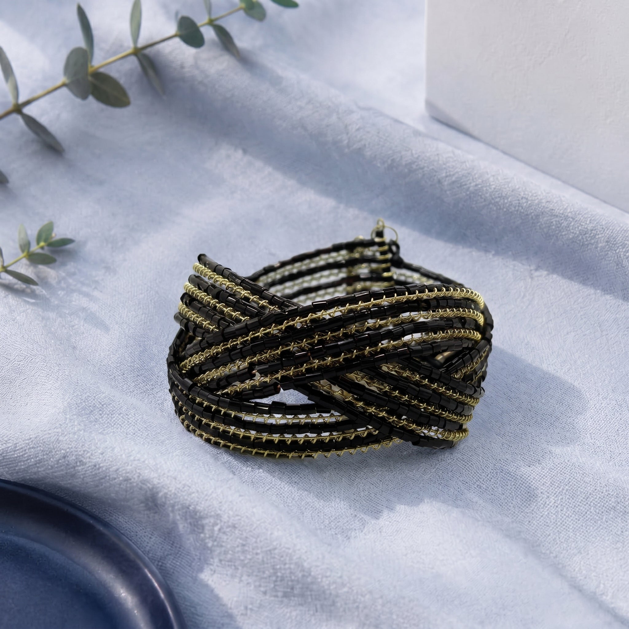 Black pearl studded bracelet