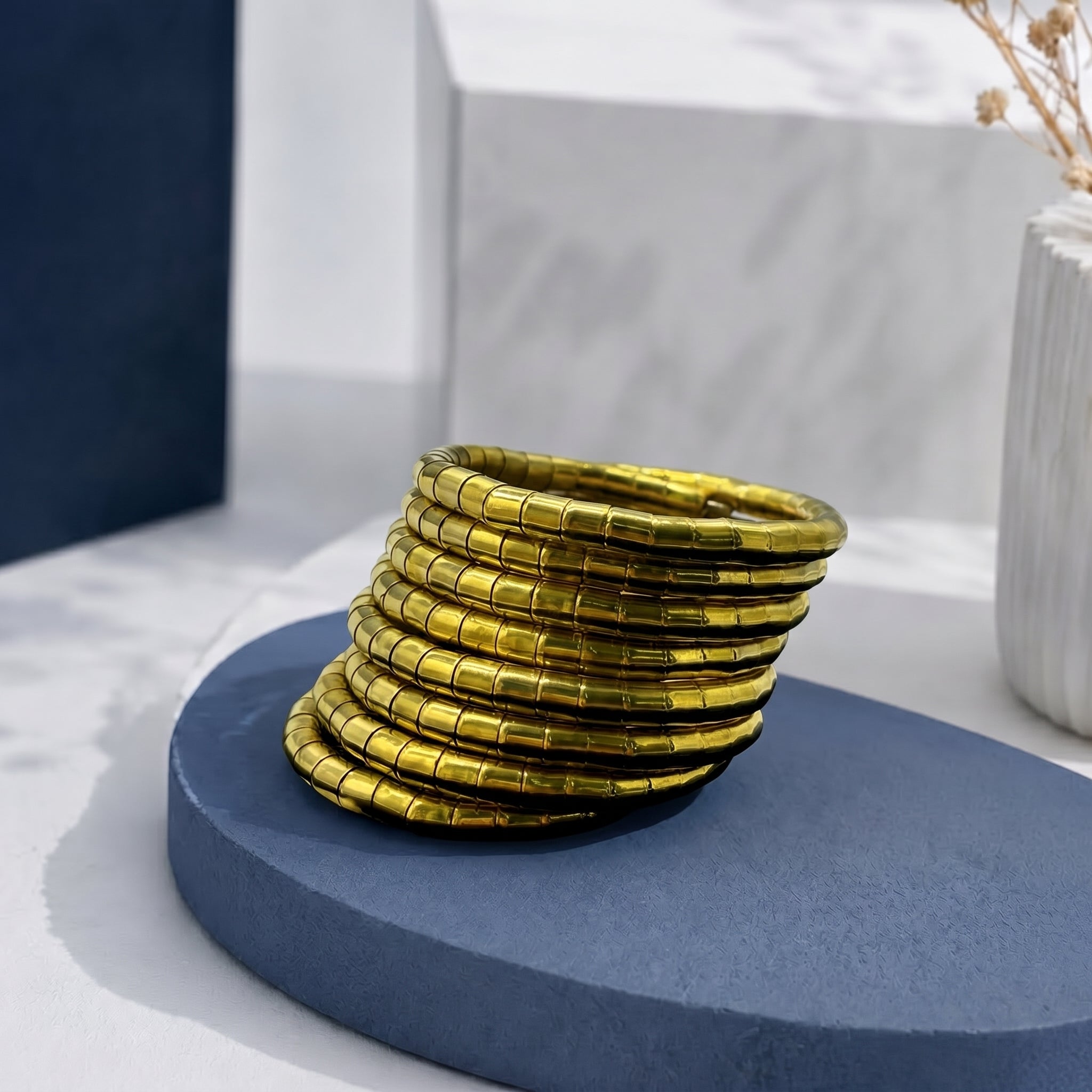 Spiral gold pipe bracelet