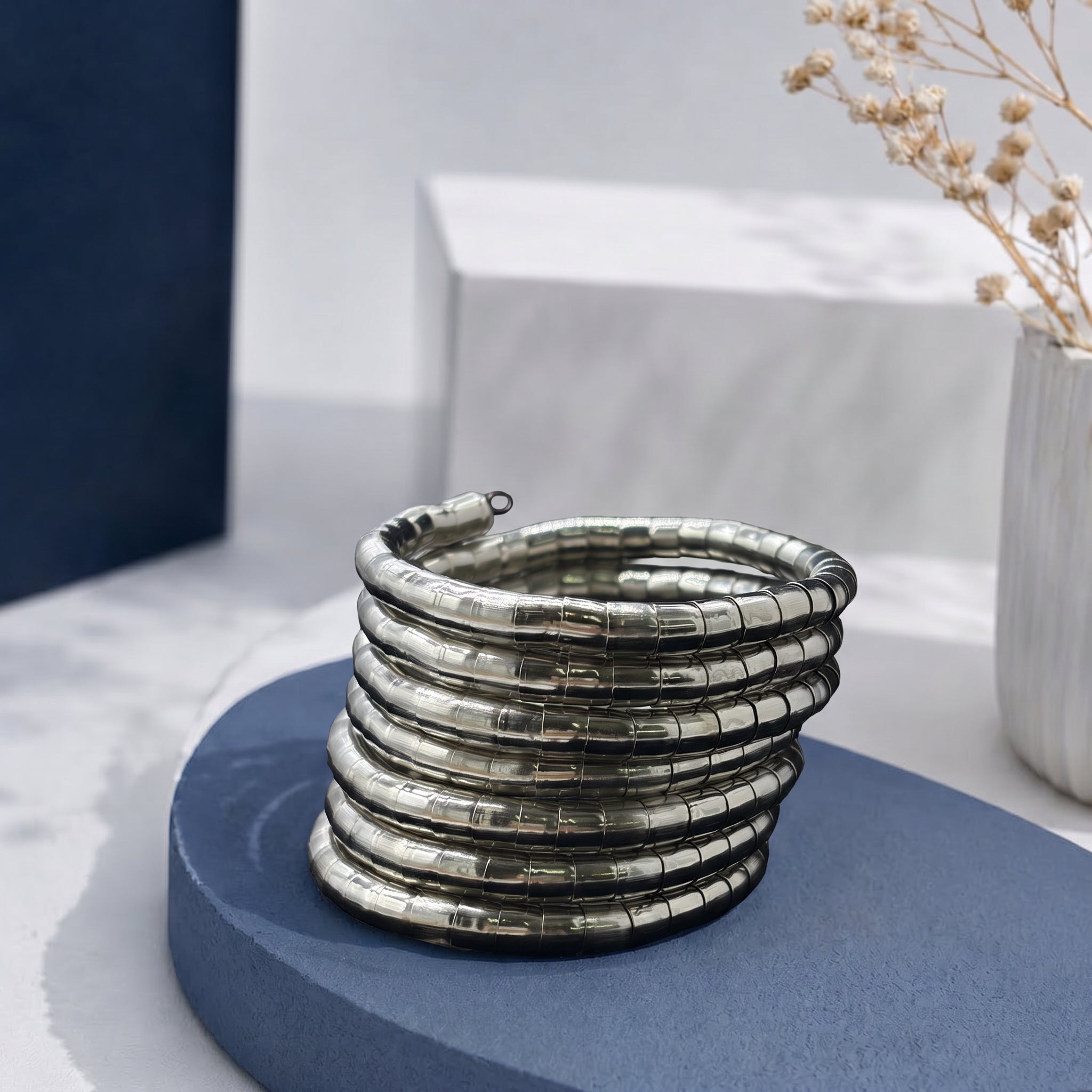 Spiral gold pipe bracelet