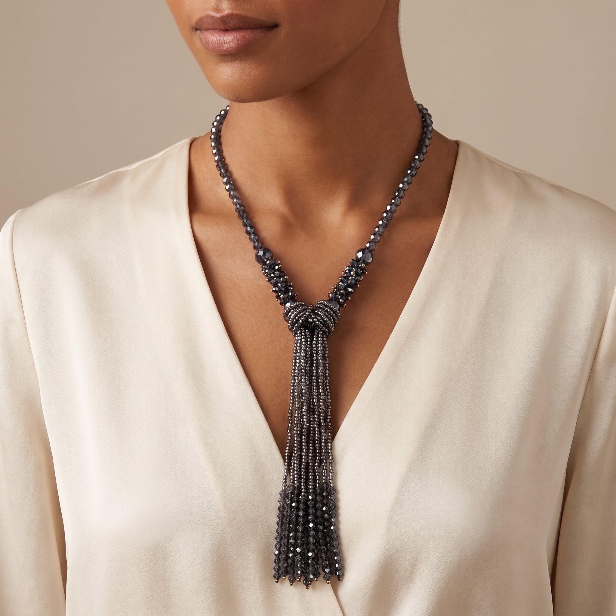 Knoted pendant crystal long set