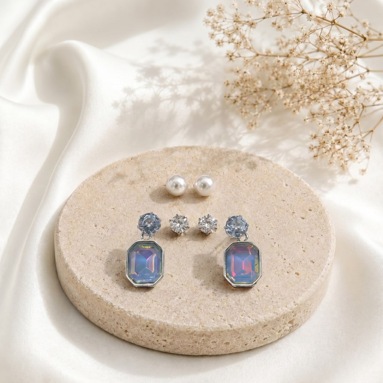 Rectangular dangling earring combo