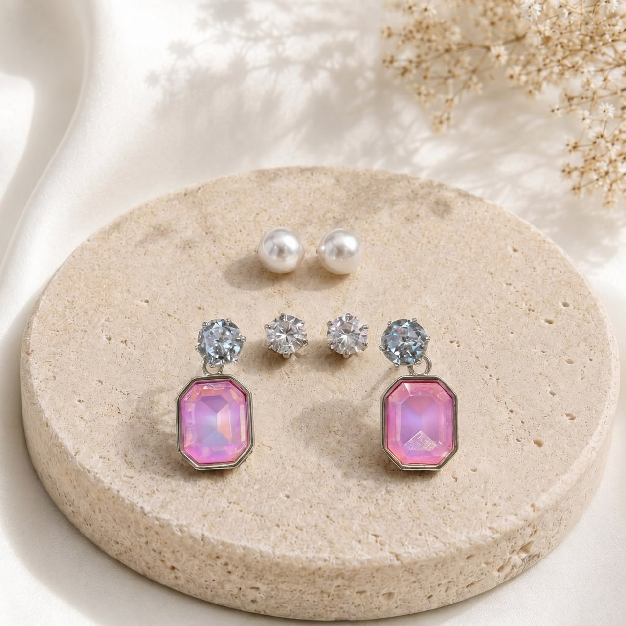 Rectangular dangling earring combo