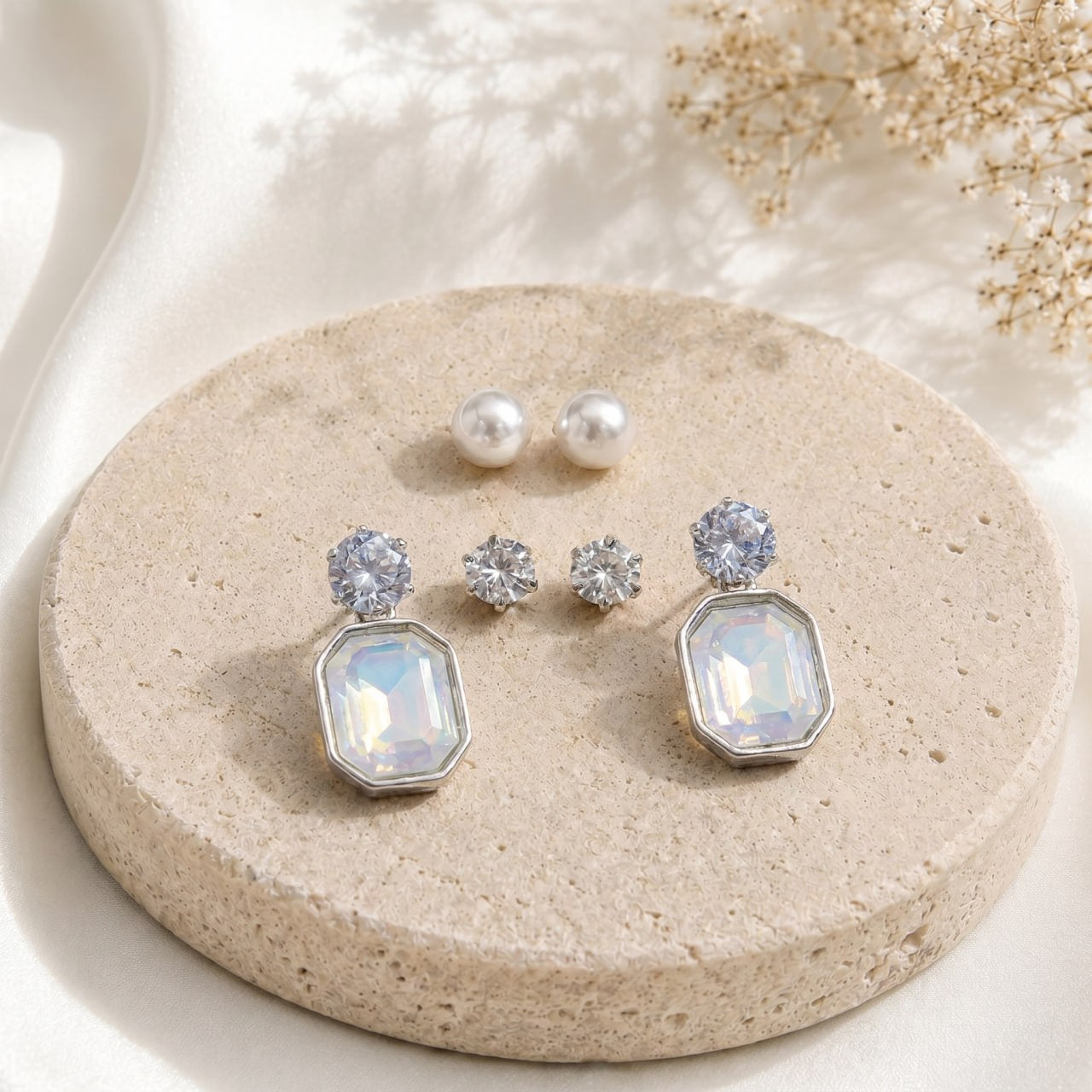 Rectangular dangling earring combo