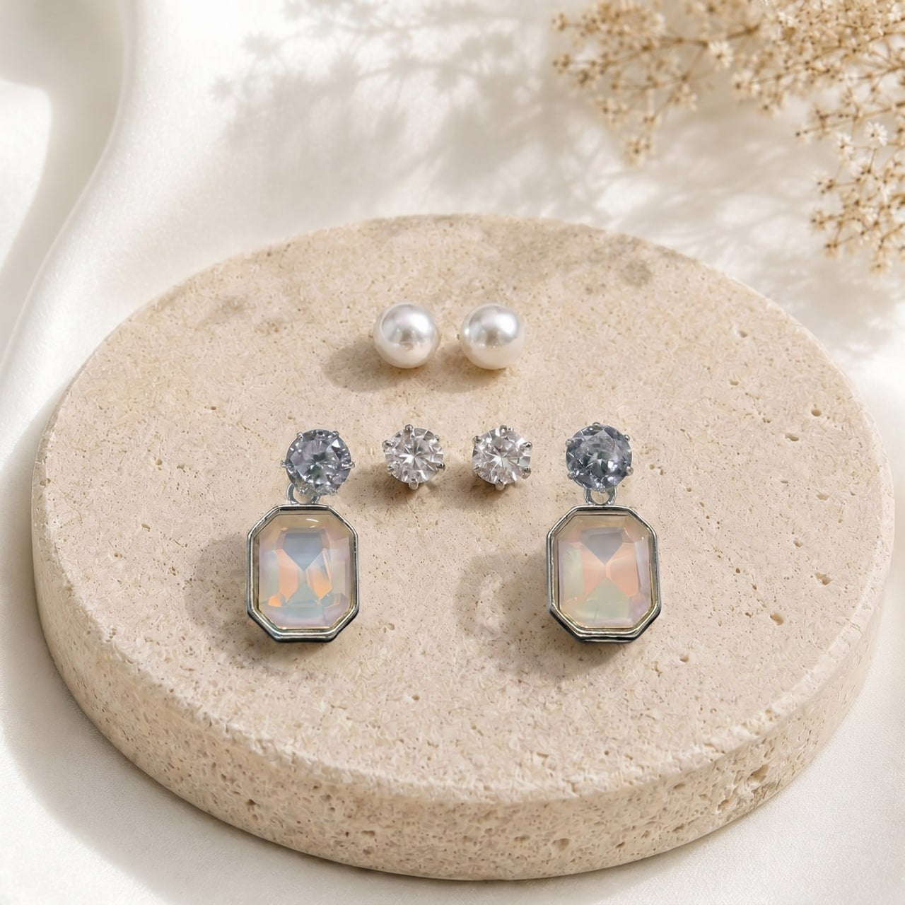 Rectangular dangling earring combo