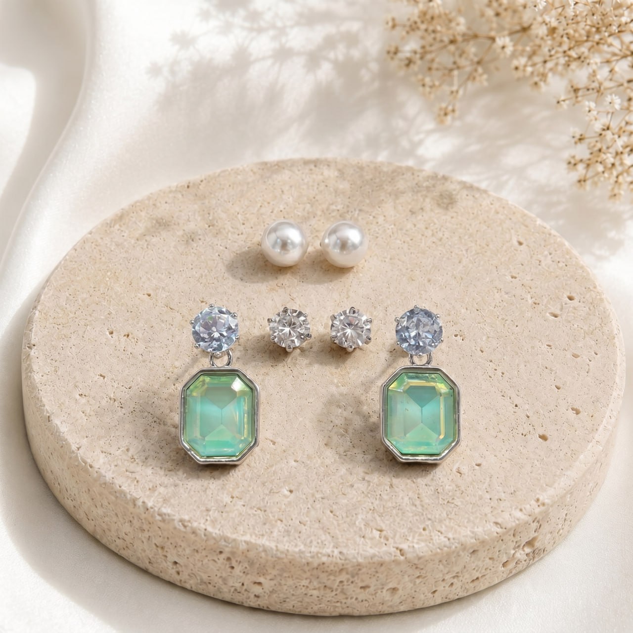 Rectangular dangling earring combo