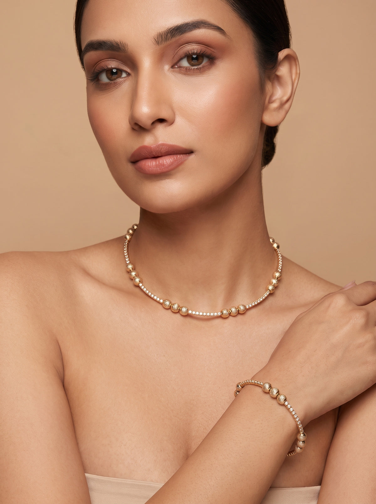 Diamond choker and bracelet combo