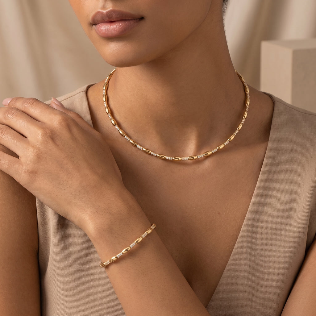 Diamond choker and bracelet combo