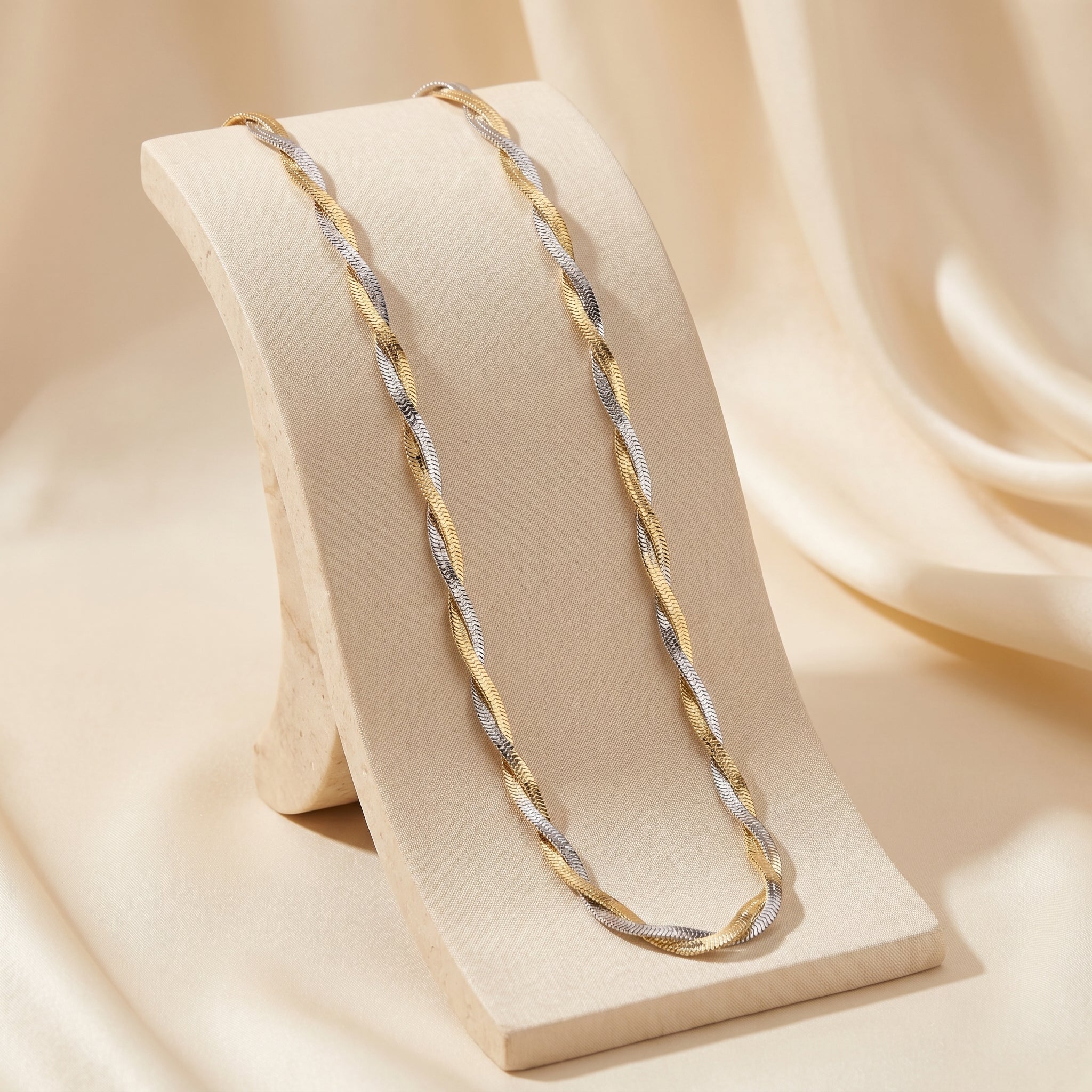 Twisted two tone chain necklace