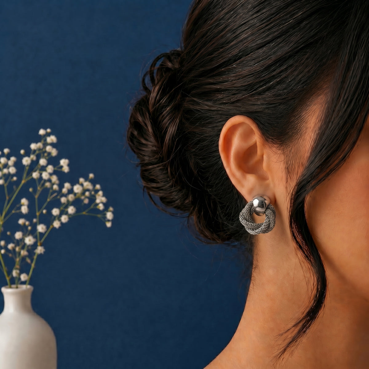 Twisted knot stud earring