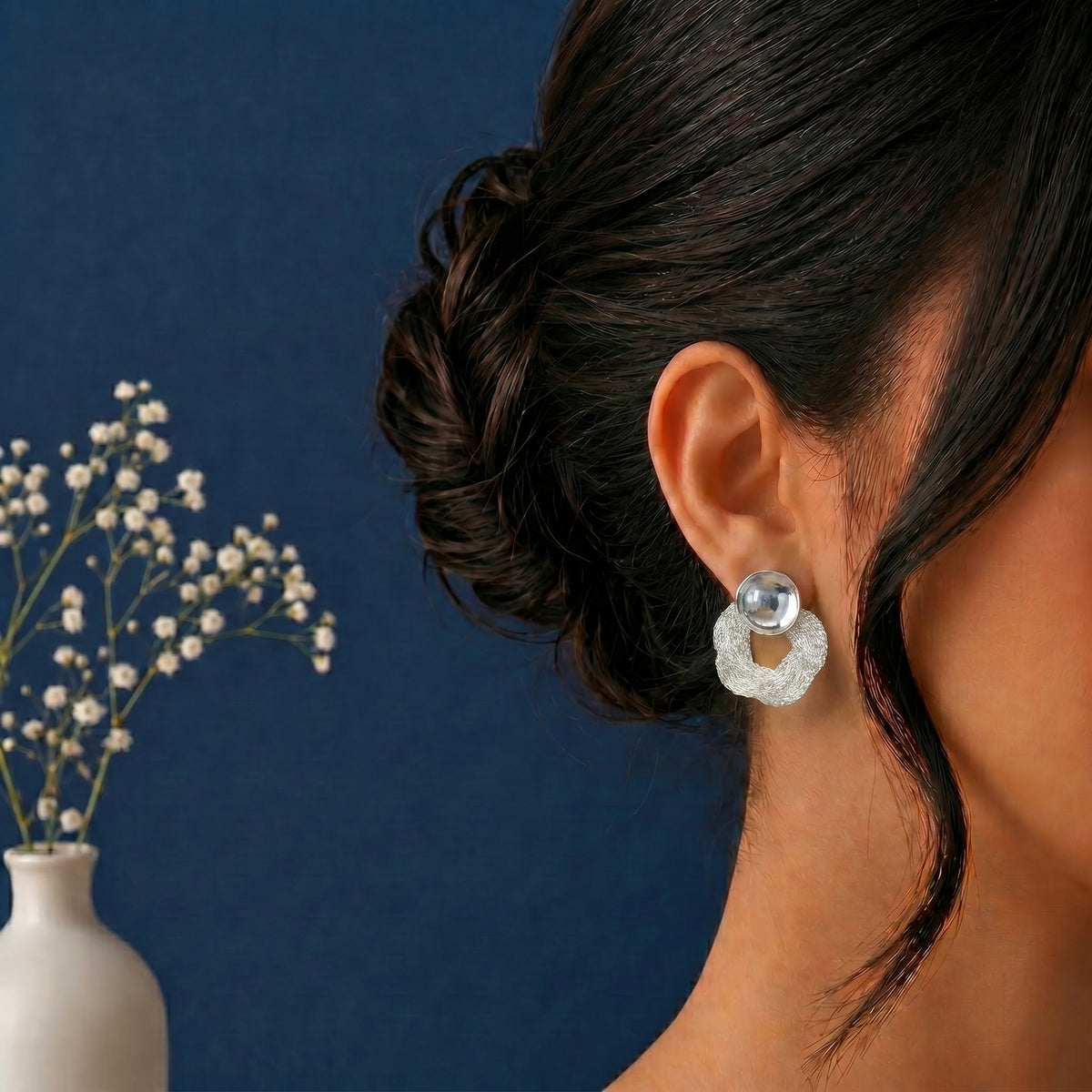 Twisted knot stud earring