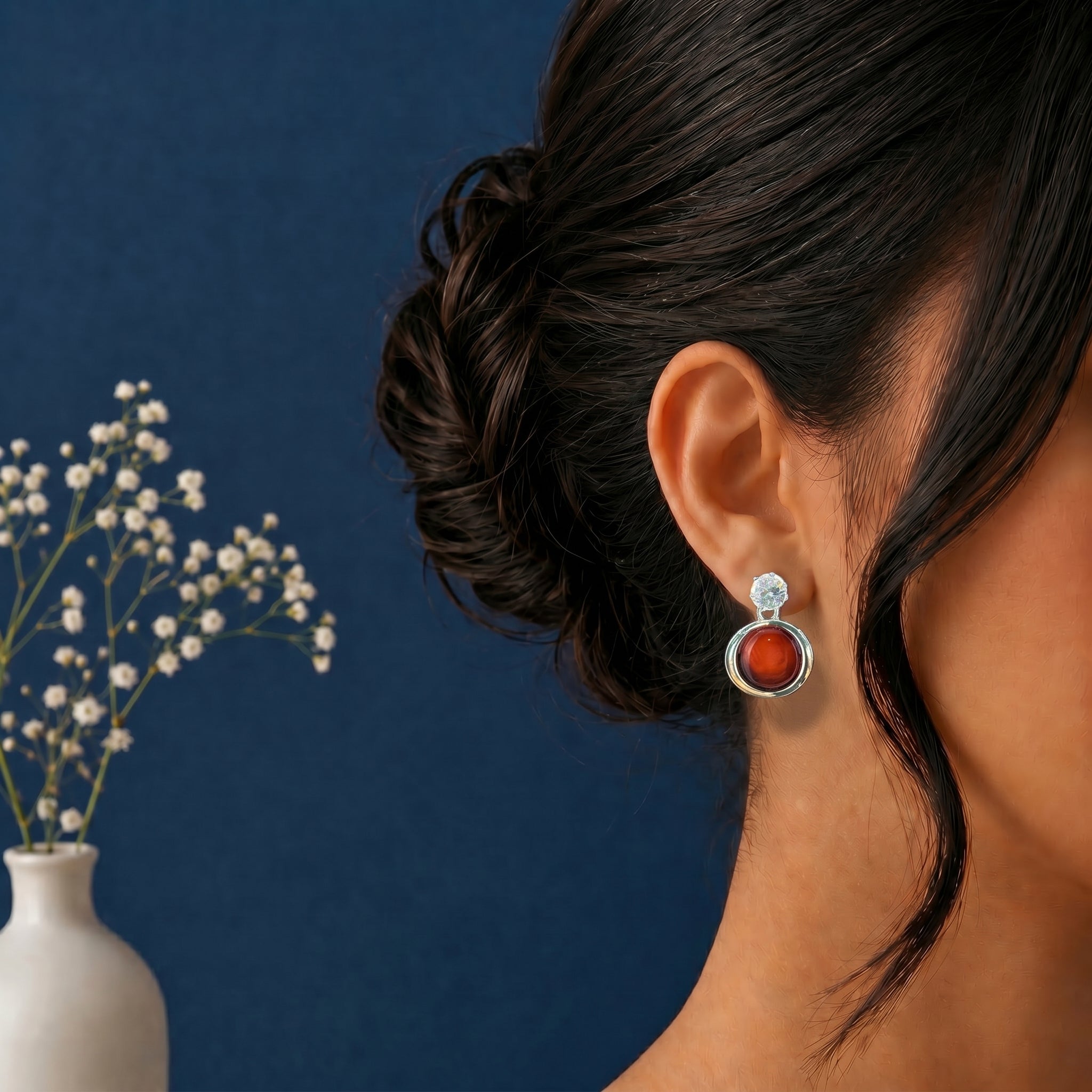 Stone studded dangling earring