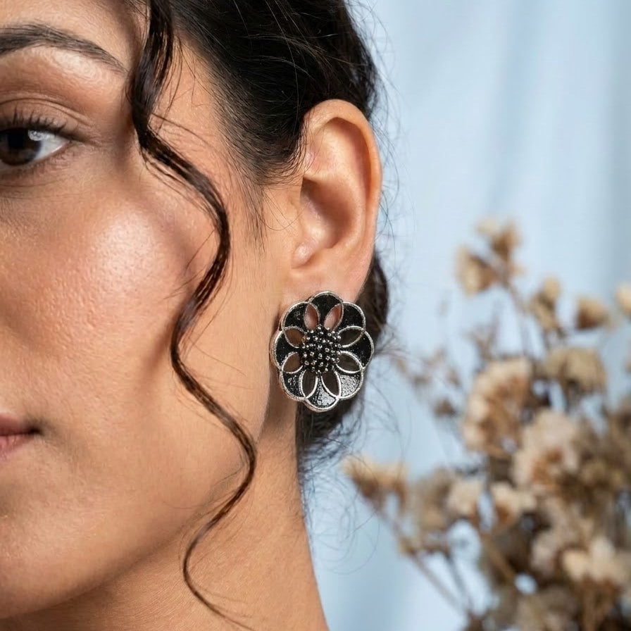 oxidised studs earrings