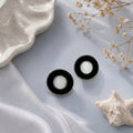 Black enamel stud earring