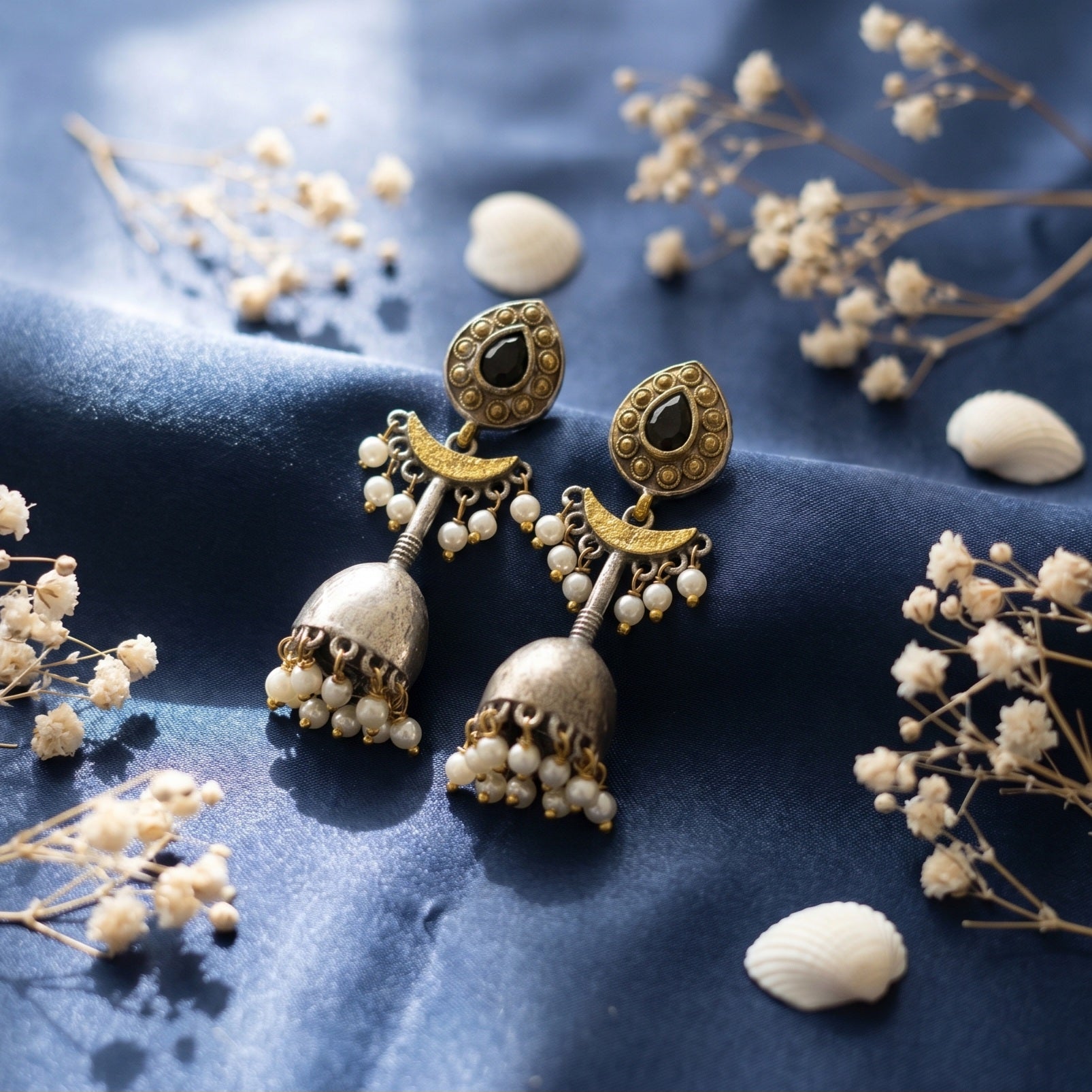 Stoned German Silver Earrings