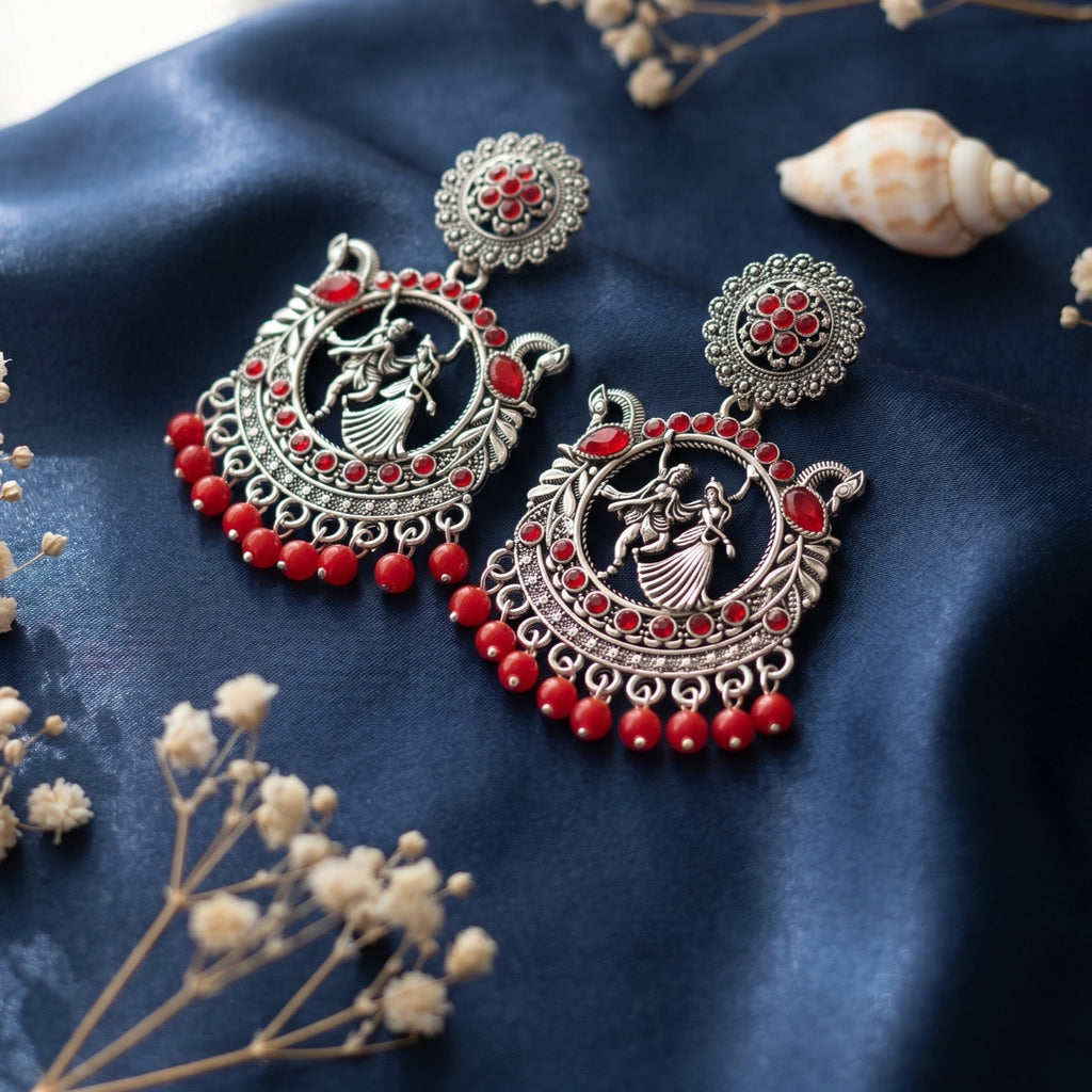 Krishna Silver Oxidised Earrings