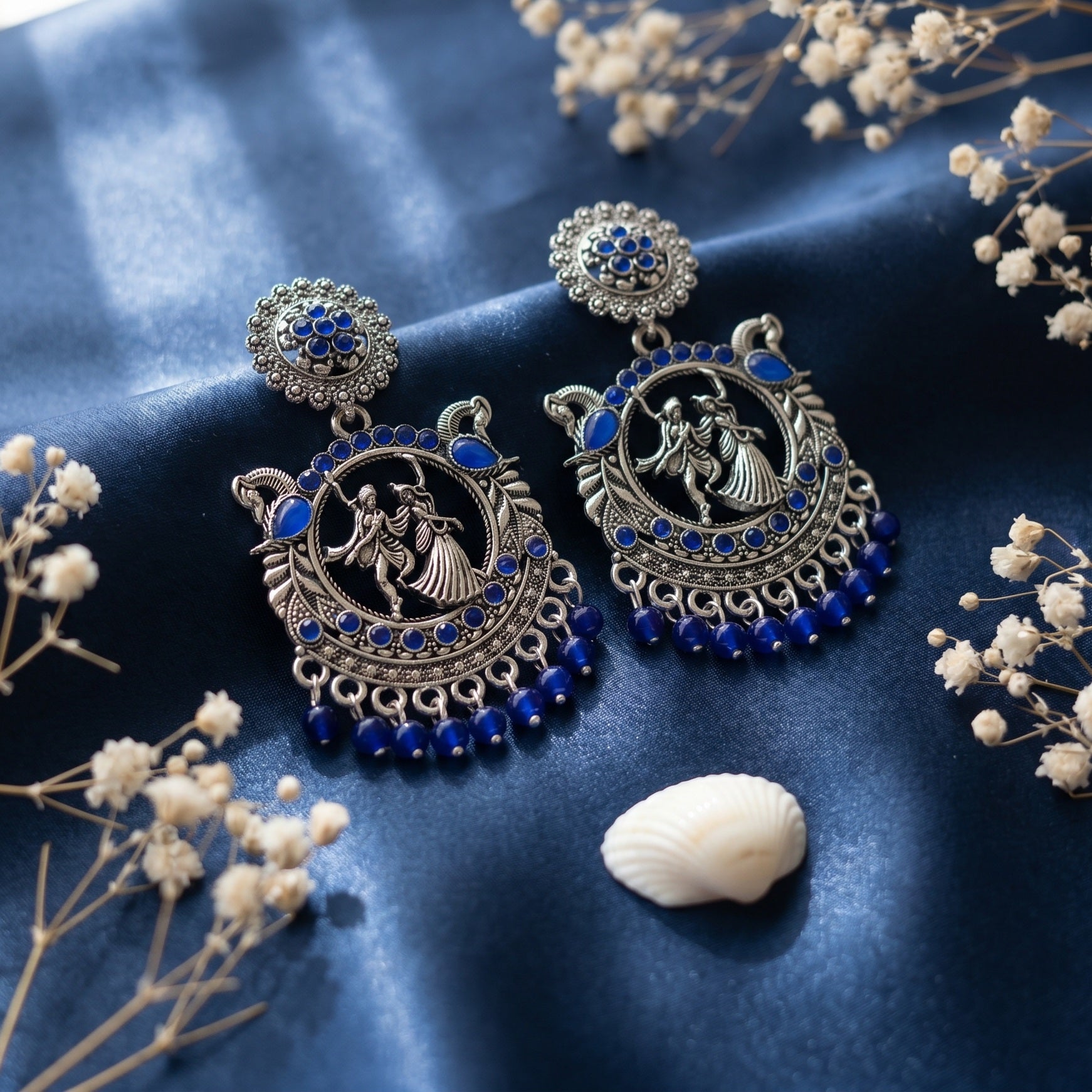 Krishna Silver Oxidised Earrings