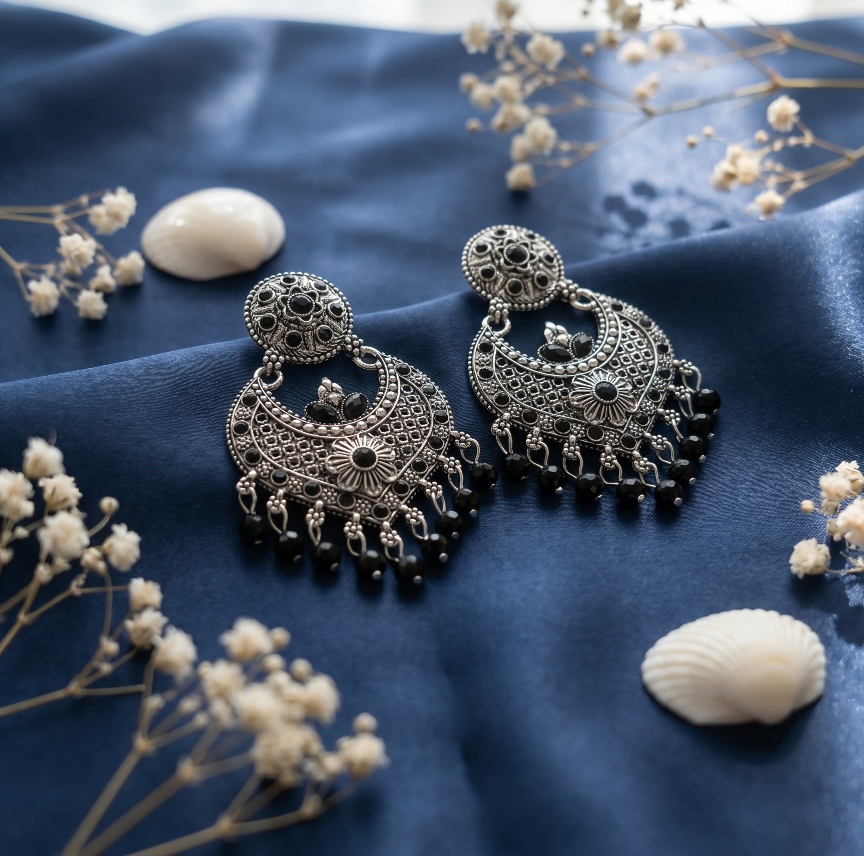 Stone Bird Silver Oxidised Earring