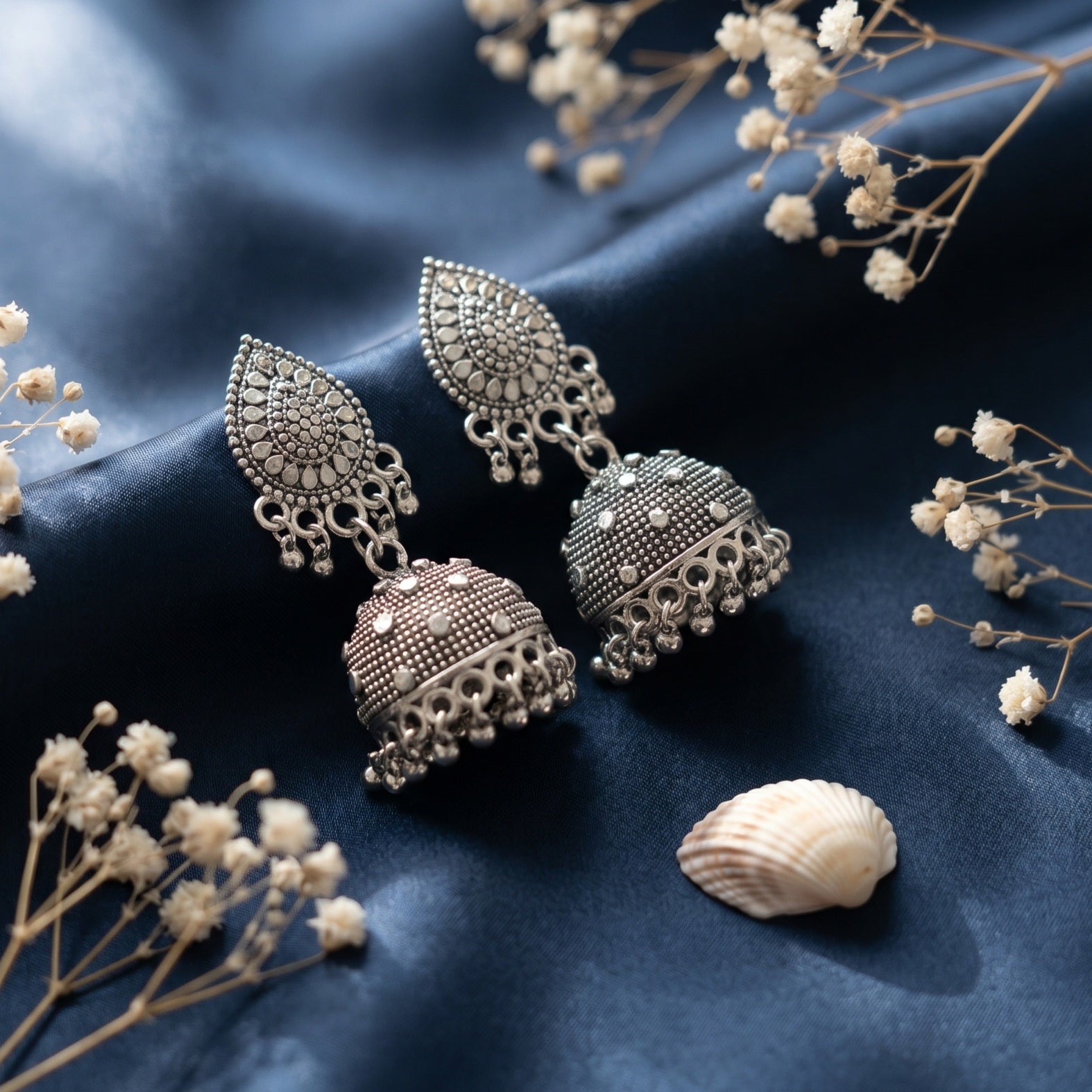 Almond Shaped Mirror Jhumkas Earrings