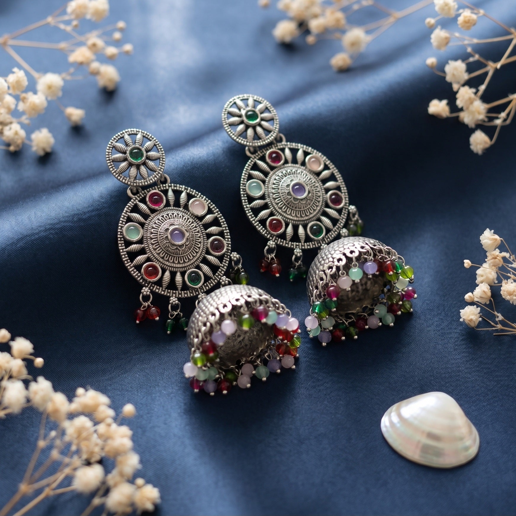 Round Shaped German Silver Earrings