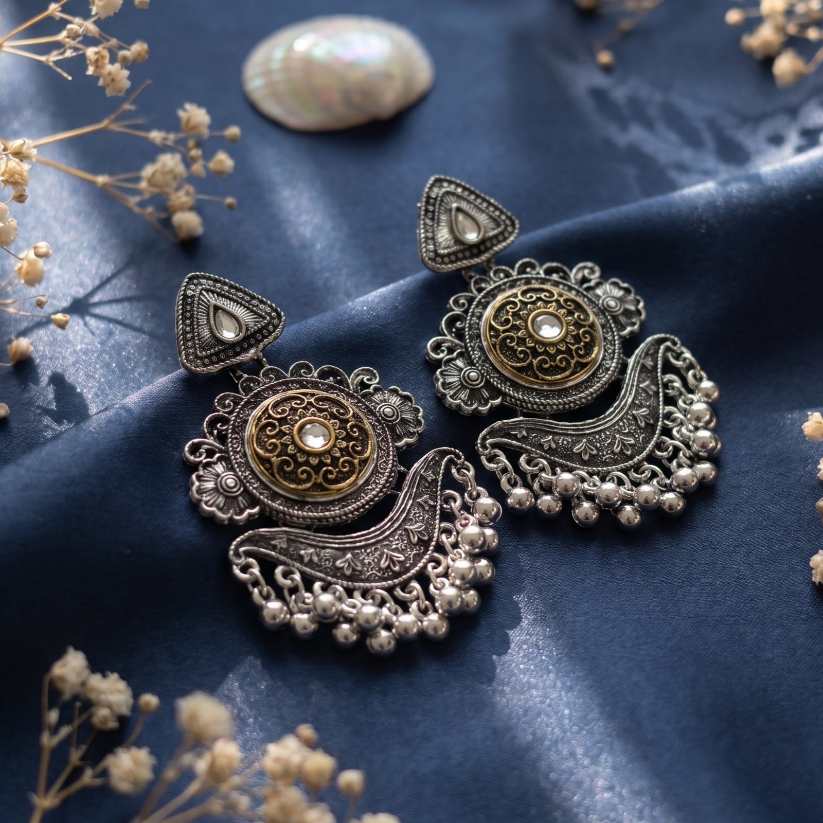 Round Shaped Oxidised Earrings