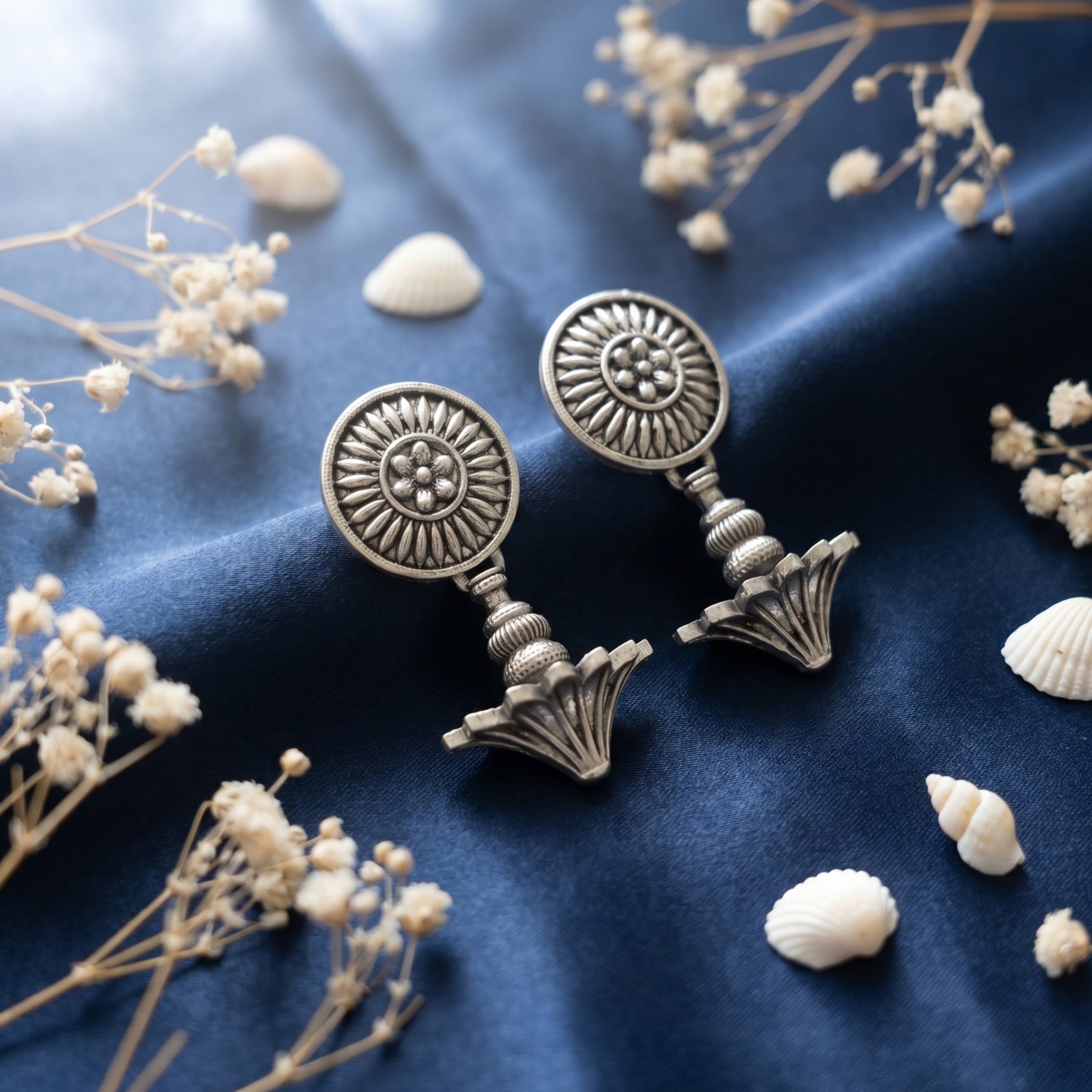 Sunburst Drop Oxidised Earring