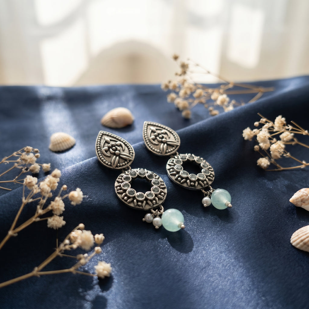Circled Heavy Designed Oxidised Earrings