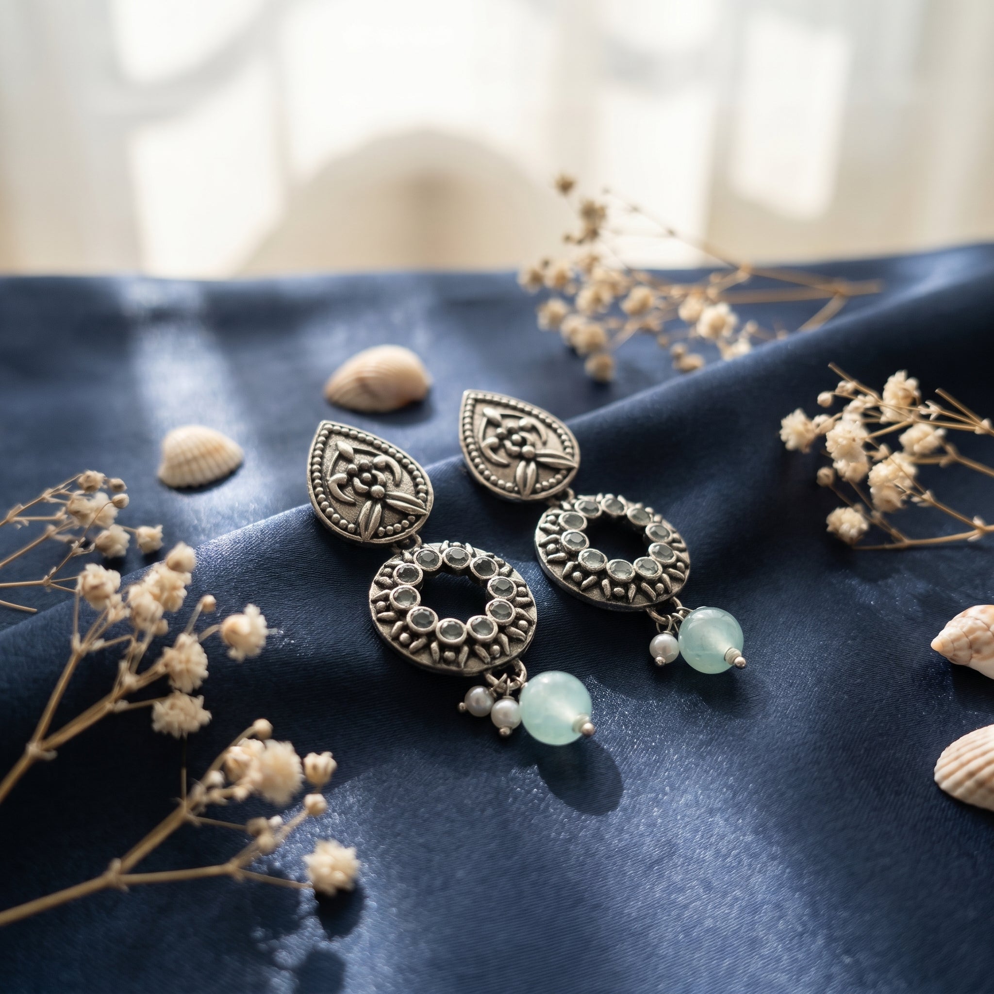 Circled Heavy Designed Oxidised Earrings