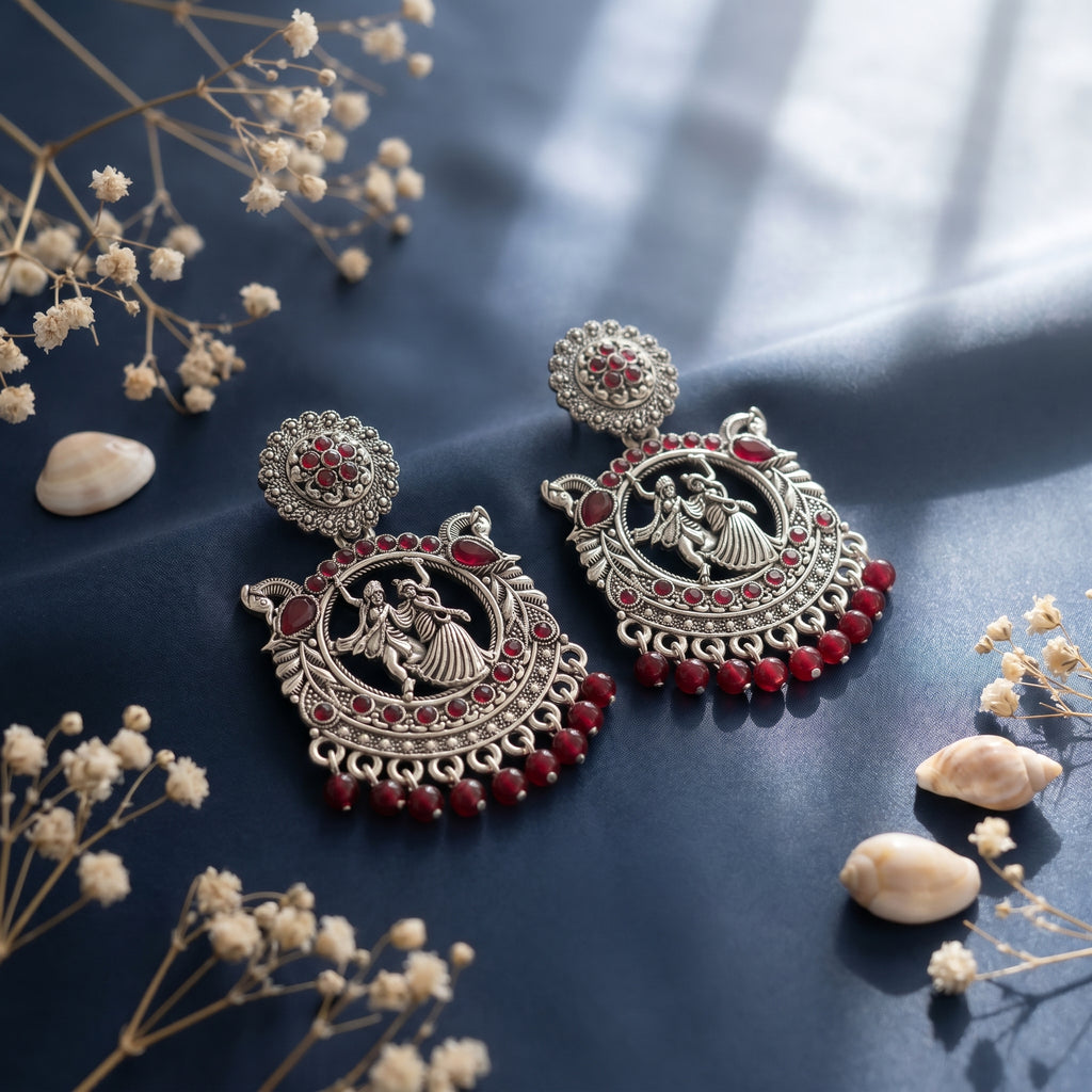 Krishna Silver Oxidised Earrings
