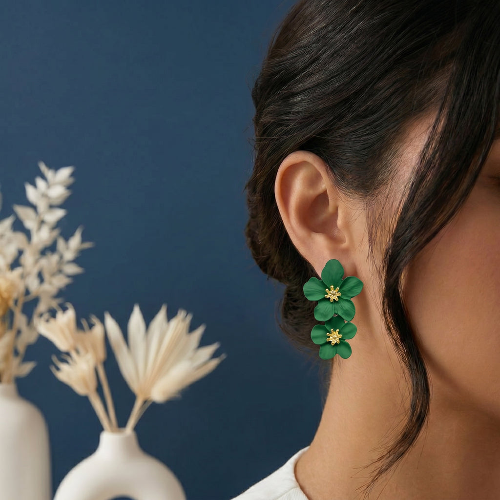 Dual flower earring