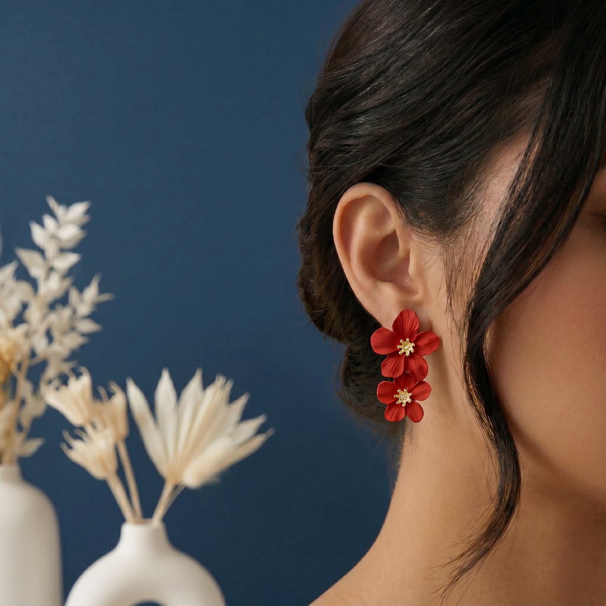 Dual flower earring