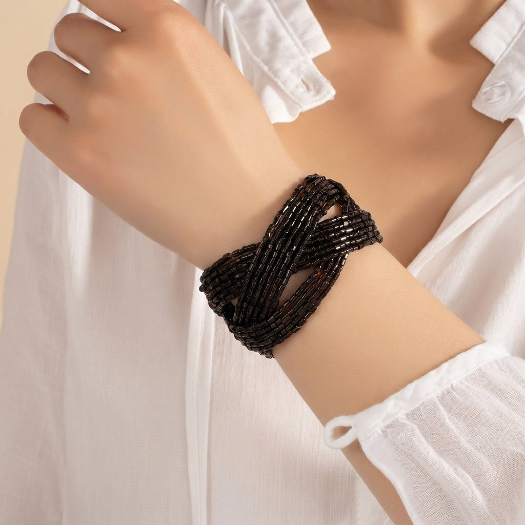 Black pearl studded bracelet