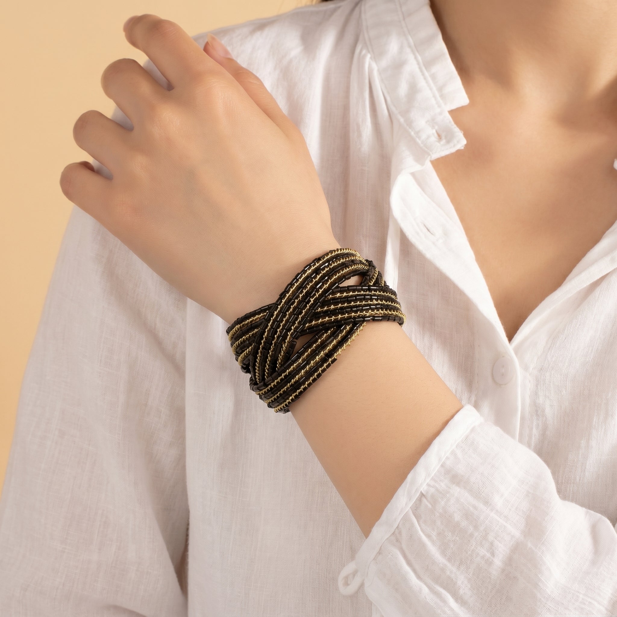 Black pearl studded bracelet