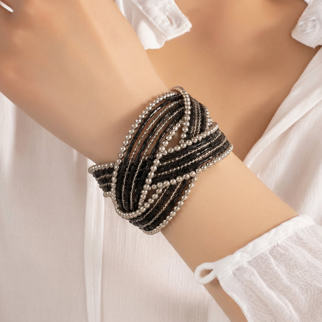 Black pearl studded bracelet