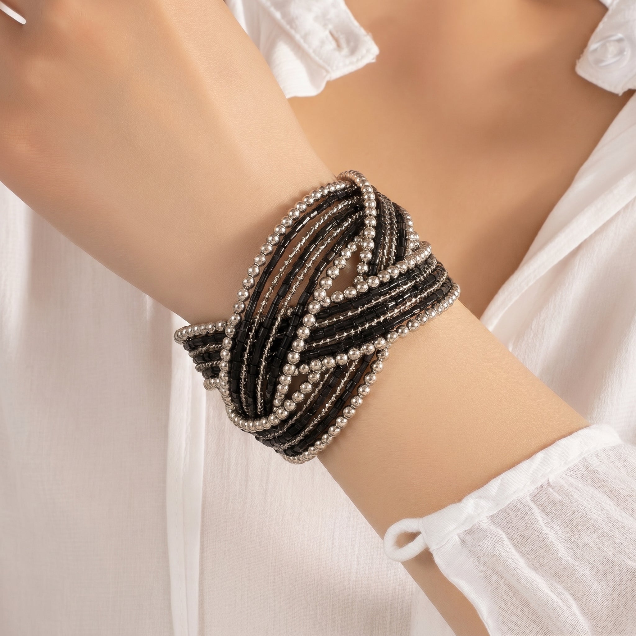 Black pearl studded bracelet